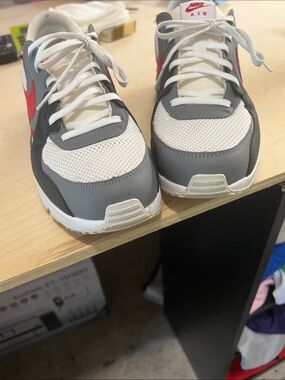 Nike Men’s Athletic Sneakers - White, Gray & Red Accent